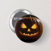 Badge Rond 5 Cm Menacer Citrouille Halloween, (Devant & derrière)