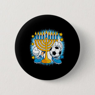 Badge Rond 5 Cm Menorah Rétro Jouant au Football Pjs Joyeux Hanukk