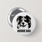 Badge Rond 5 Cm Mens Aussie Papa - Australian Shepherd Chien Papa (Devant & derrière)