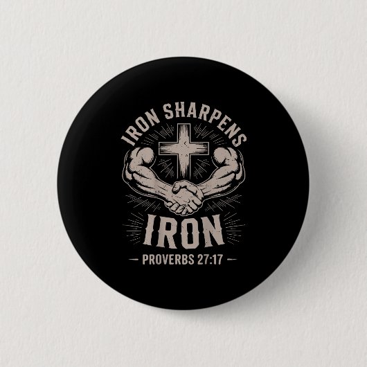 Badge Rond 5 Cm Men's Christian Workout Iron Sharpens Iron Proverb (Devant)