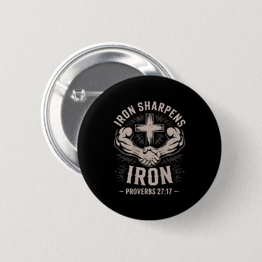 Badge Rond 5 Cm Men's Christian Workout Iron Sharpens Iron Proverb (Devant & derrière)