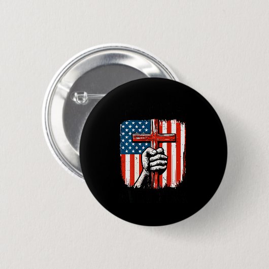 Badge Rond 5 Cm Mens Faith Over Fear Christian Patriotic American (Devant & derrière)