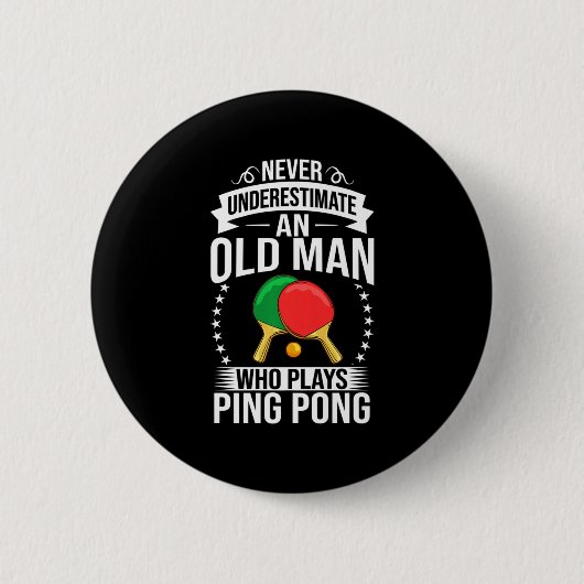 Badge Rond 5 Cm Mens Ping Pong Table Tennis Player Balls Paddle Ga (Devant)