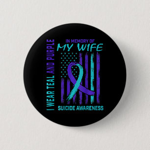 Badge Rond 5 Cm Mens Turquoise Violet Ribbon Suicide Indicateur Wi