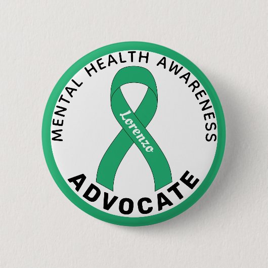 Badge Rond 5 Cm Mental Health Awareness Advocate White Button (Devant)