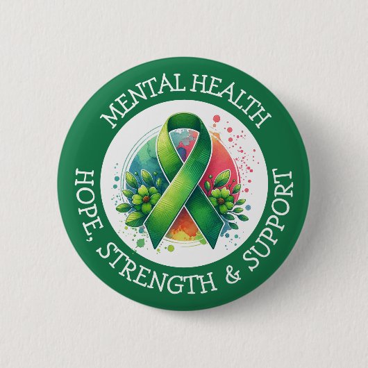Badge Rond 5 Cm Mental Health Awareness - Support Strength Support (Devant)