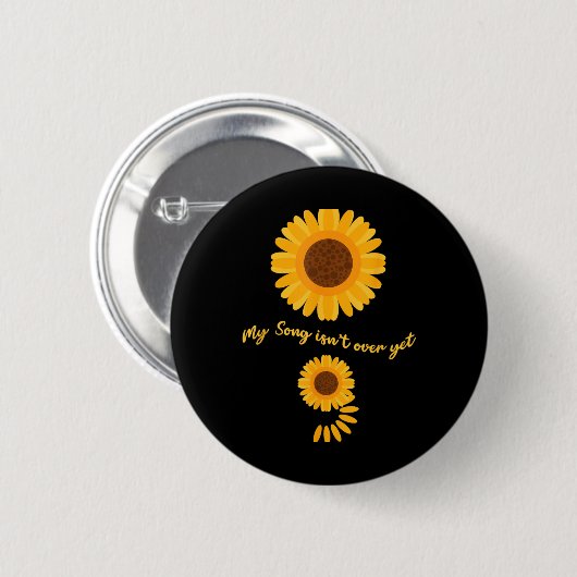 Badge Rond 5 Cm Mental Health Semicolon Sunflower Suicide Preventi (Devant & derrière)