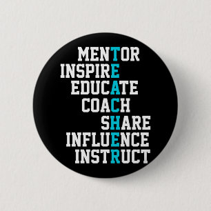 Badge Rond 5 Cm Mentor Inspire School Nerd Funny Teacher