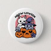 Badge Rond 5 Cm Meow-Loween - Cute Halloween Conception Chat (Devant)