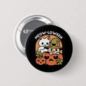 Badge Rond 5 Cm Meow-Loween - Festive Halloween Conception de chat (Devant & derrière)