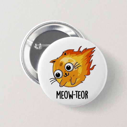 Badge Rond 5 Cm Meow-teor drôle Meteor Pun (Devant & derrière)