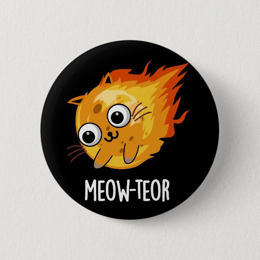Badge Rond 5 Cm Meow-teor Funny Meteor Pun Dark BG (Devant)