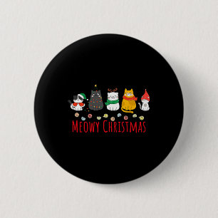 Badge Rond 5 Cm Meowa Catmas Cute Kitten Chat Santa Hat Noël Vacan