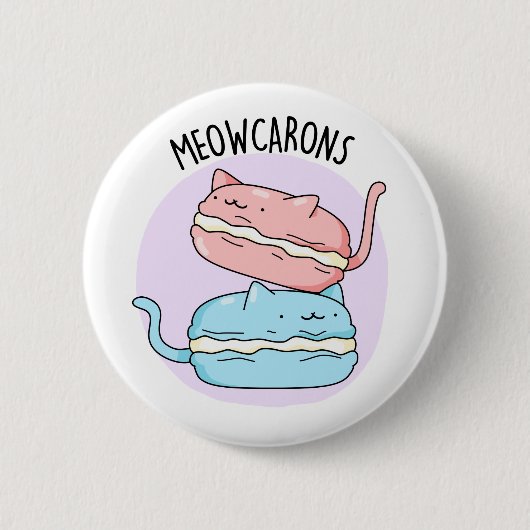 Badge Rond 5 Cm Meowcarons amusant Macaron Pun (Devant)
