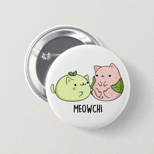 Badge Rond 5 Cm Meowchi Funny Mochi Pun (Devant & derrière)