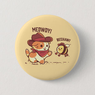 Badge Rond 5 Cm Meowdy et Beehaw