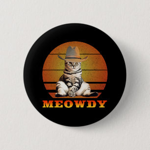 Badge Rond 5 Cm Meowdy Funny Cowboy Cat