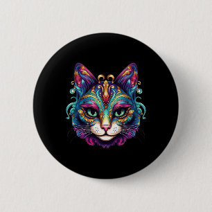 Badge Rond 5 Cm Meowdy Gras Chats Lover Kitten Kitty Mardi Gras Ch
