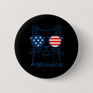 Badge Rond 5 Cm Meowica Usa merica Chat 4 juillet Funny Patriotiqu