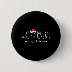 Badge Rond 5 Cm Meowo Catmas Chat Noël Cute Kitten Chats Père Noël