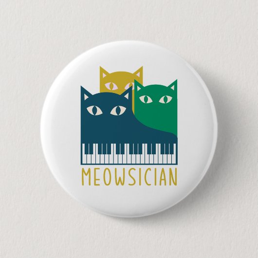 Badge Rond 5 Cm Meowsician Piano Keyboard Cat Kitten Lover Cadeau (Devant)