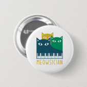 Badge Rond 5 Cm Meowsician Piano Keyboard Cat Kitten Lover Cadeau (Devant & derrière)