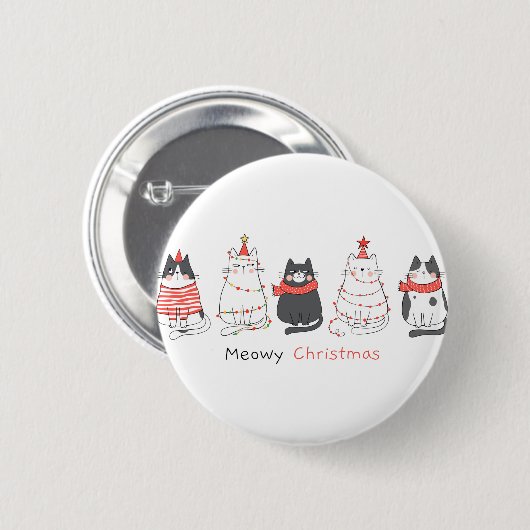Badge Rond 5 Cm Meowy Christmas Cats (Devant & derrière)