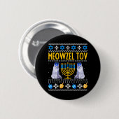 Badge Rond 5 Cm Meowzel Tov Cute Mazel Tov Cat Menorah Hanoukka (Devant & derrière)