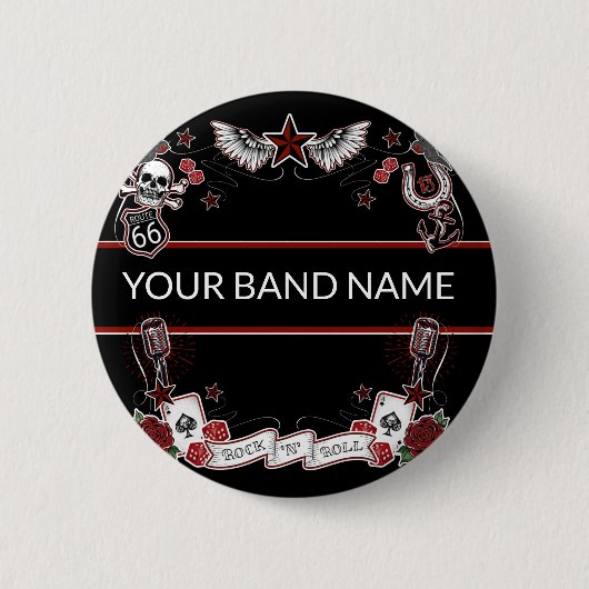 Badge Rond 5 Cm Merch à bande personnalisée Rockabilly Rock & Roll (Devant)