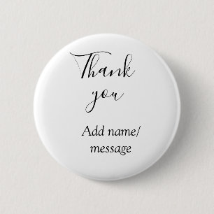 Badge Rond 5 Cm Merci ajoutez un nom message simple calligraphie é