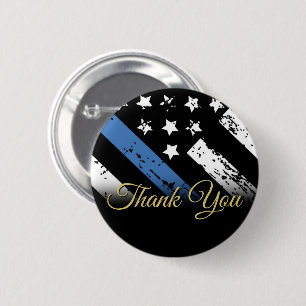 Badge Rond 5 Cm Merci aux forces de l'ordre de la ligne bleue de l
