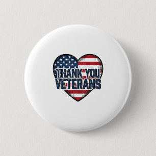 Badge Rond 5 Cm Merci aux vétérans Patriote cœur vintage Design_