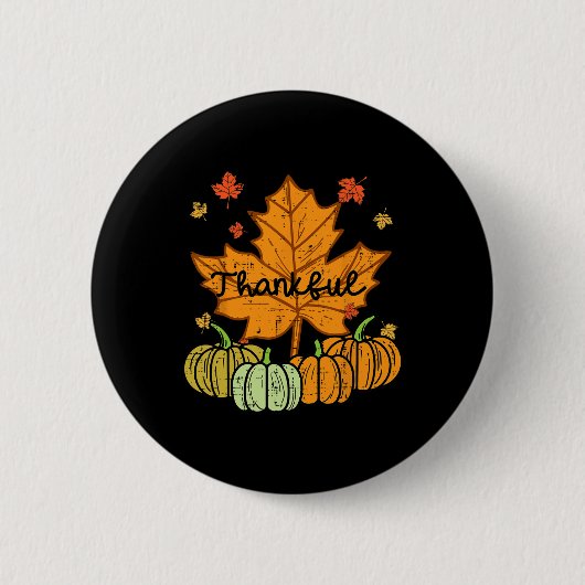 Badge Rond 5 Cm Merci Citrouille feuille mignon Thanksgiving Fall  (Devant)