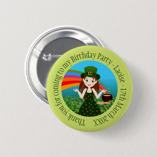 Badge Rond 5 Cm Merci d'anniversaire de Saint Patrick (Devant & derrière)