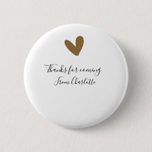 Badge Rond 5 Cm merci d'être venu nom à ajouter message texte cœur