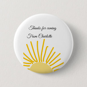 Badge Rond 5 Cm merci d'être venu nom du texte message soleil