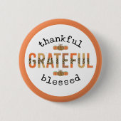 Badge Rond 5 Cm Merci Grateful Blessé mignon automne Thanksgiving (Devant)