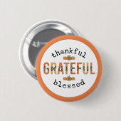 Badge Rond 5 Cm Merci Grateful Blessé mignon automne Thanksgiving (Devant & derrière)