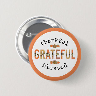 Badge Rond 5 Cm Merci Grateful Blessé mignon automne Thanksgiving