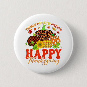 Badge Rond 5 Cm Merci Gratuit Bienheureux Leopard Plaid Citrouille