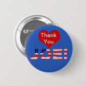 Badge Rond 5 Cm Merci JOE ! En bleu avec indicateur (Devant & derrière)