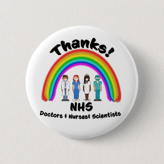 Badge Rond 5 Cm Merci NHS Médecins Infirmiers Scientifiques Arc-en