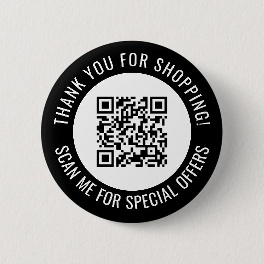 Badge Rond 5 Cm Merci noir et me scanner Code QR promotionnel (Devant)