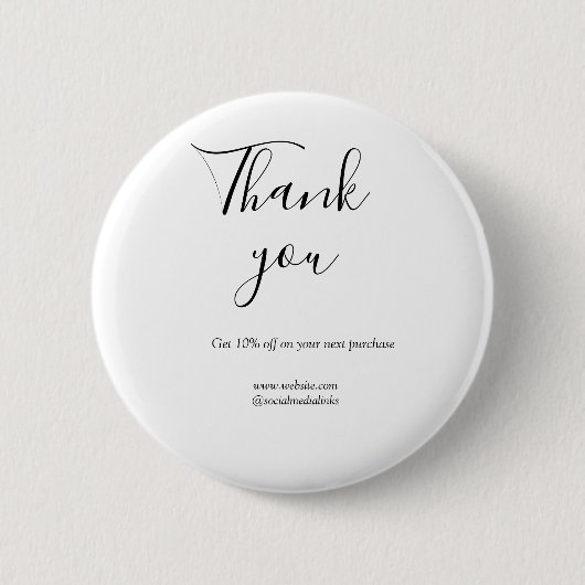 Badge Rond 5 Cm Merci pour le code de réduction de commande site s (Devant)