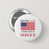 Badge Rond 5 Cm Merci Pour Votre Service American Flag (Devant & derrière)