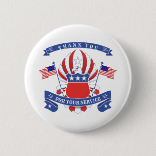 Badge Rond 5 Cm Merci Pour Votre Service Patriotique