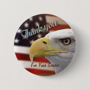 Badge Rond 5 Cm Merci Pour Votre Service USA Eagle Pin Button