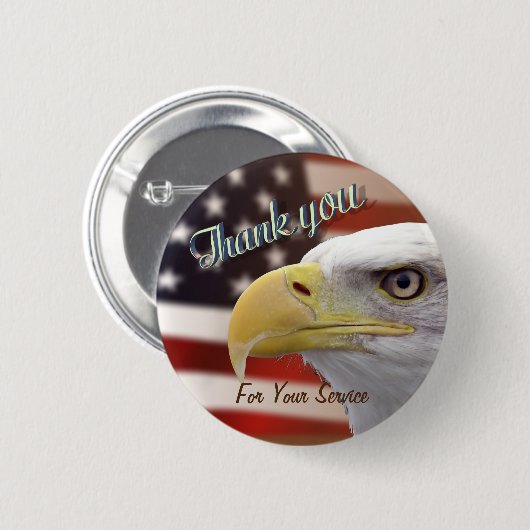 Badge Rond 5 Cm Merci Pour Votre Service USA Eagle Pin Button (Devant & derrière)