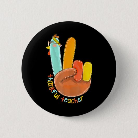 Badge Rond 5 Cm Merci Professeur amusant Thanksgiving Peace Hand S (Devant)