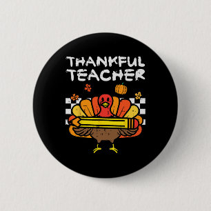 Badge Rond 5 Cm Merci Professeur Thanksgiving Turquie Retro Chute